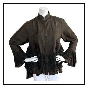 Sabina Bach Ruffled Taffeta Blouse